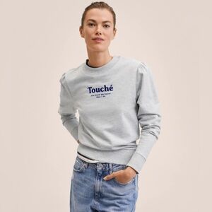 Mango MNG Touché Size Large (Runs Small) Gray Women’s Sweatshirt NWOT***